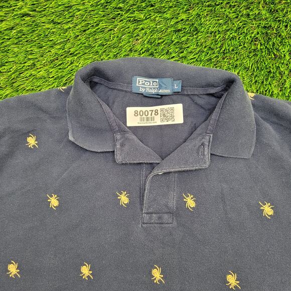 Ralph-Lauren Spider AOP Polo Shirt Large 23x28 Baggy - Picture 8 of 13